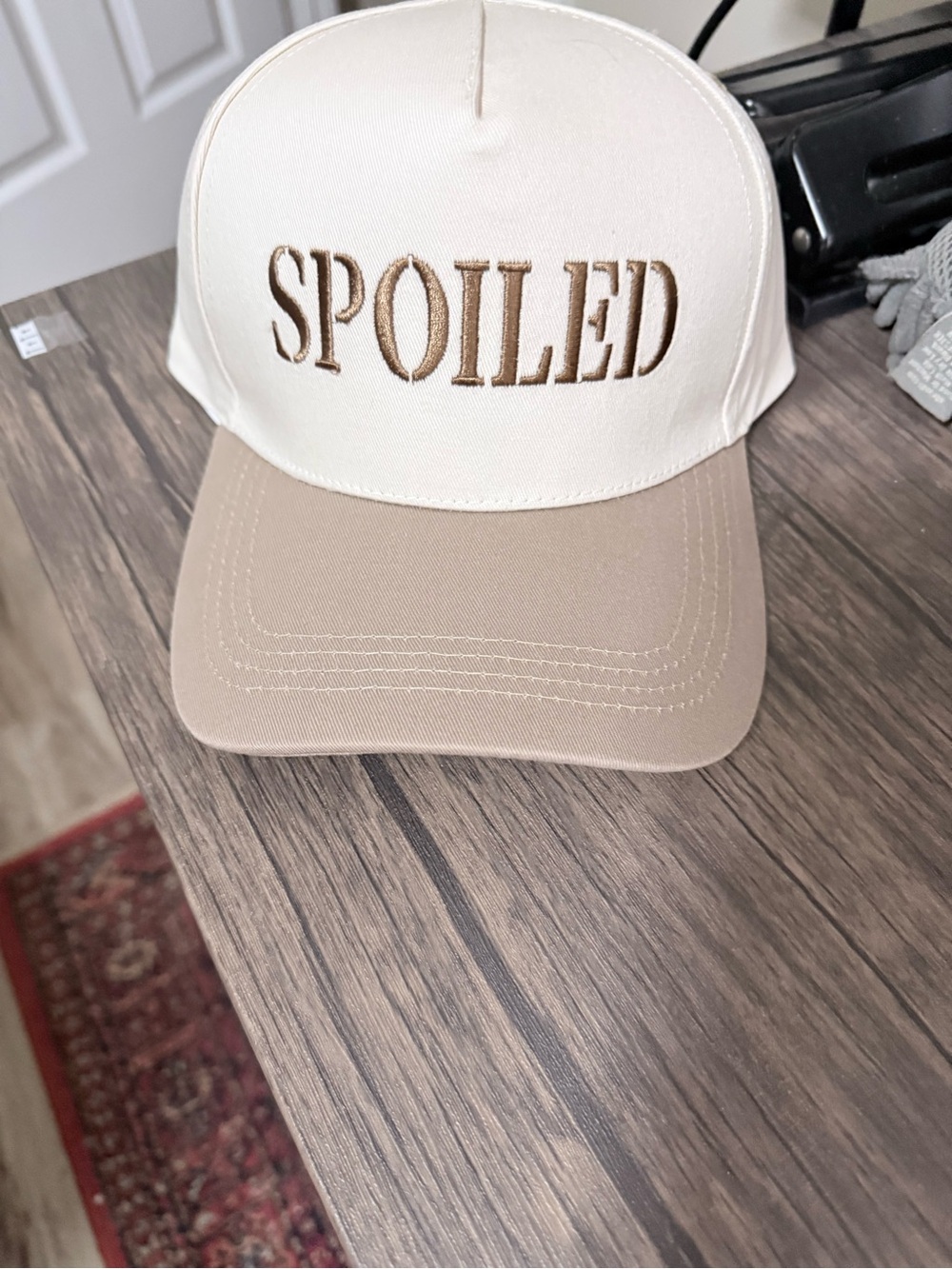 SPOILED Embroidered Two-Tone Beige & Cream Cap -